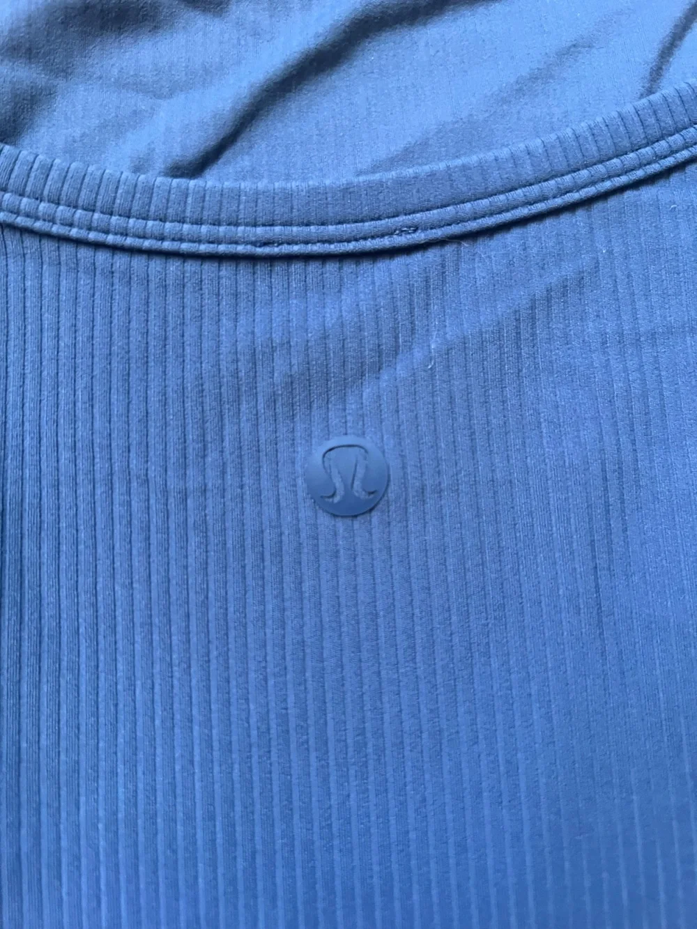 Lululemon All Aligned Ribbed Mini Dress Blue Boat Neck Short Sleeve A-Line 8